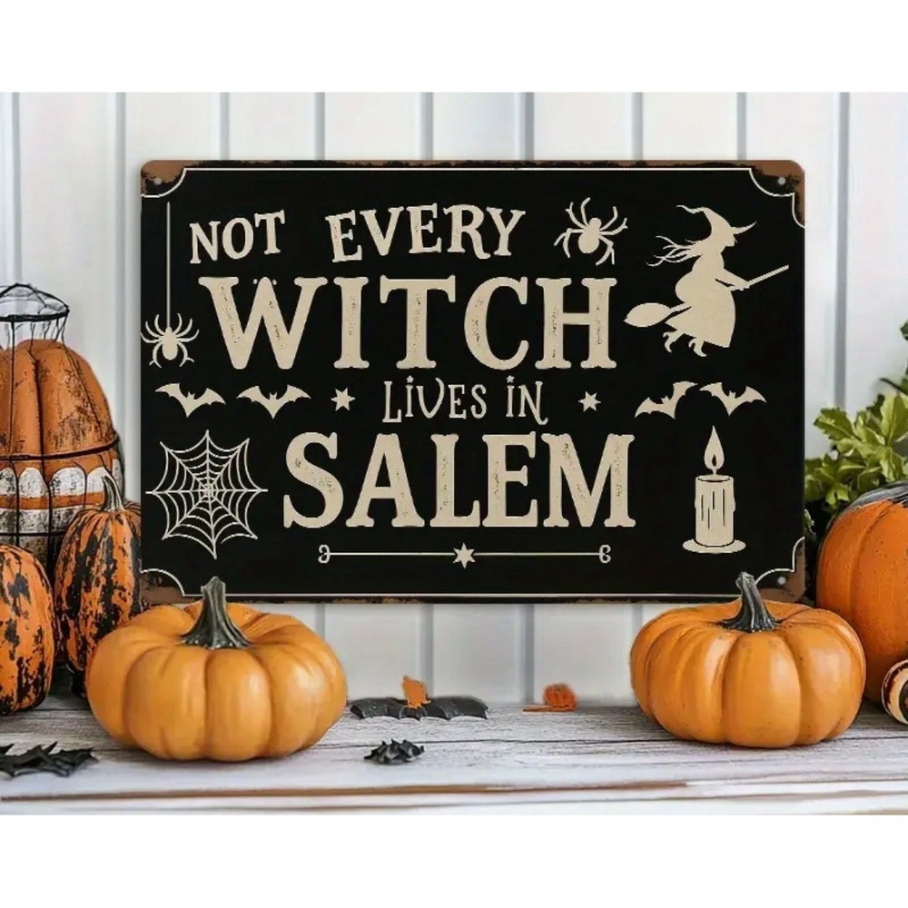 Not Every Witch Lives In Salem Tin Metal Sign Halloween Decor New 8x12 Holiday
